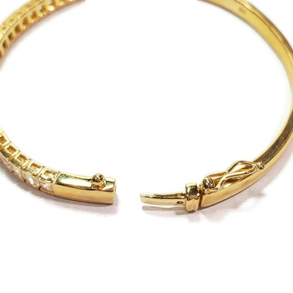 Gold CZ Bangle with Safety Clasp 7" - Picture 7 of 9